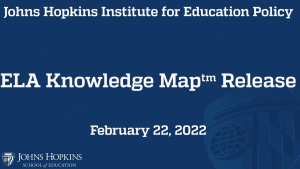 Screenshot of a presentation with the title, "ELA Knowledge Map Release February 22, 2022."