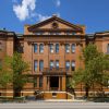 The Johns Hopkins School of Education brick building main entrance.