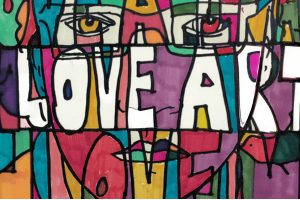 Colorful image with the words, "Love Art."