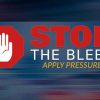 A graphic that reads, "Stop the Bleed; Apply Pressure."