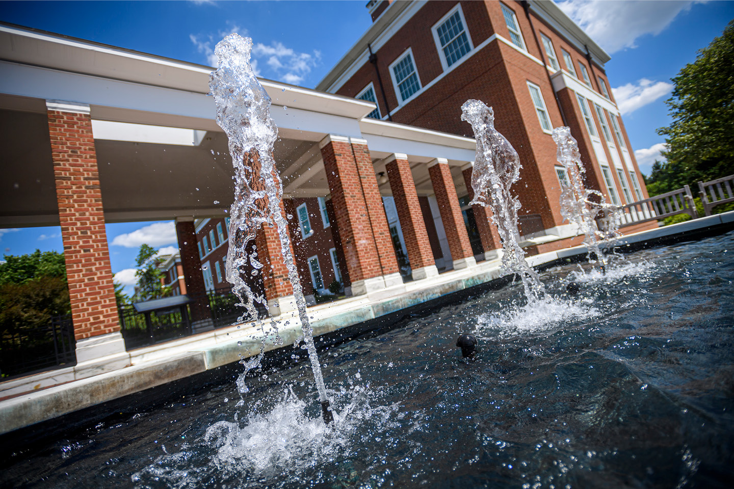 A water fountain on the Johns Hopkins University Homewood campus.