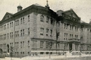 An old, historic picture of the current School of Education located at 2800 North Charles Street